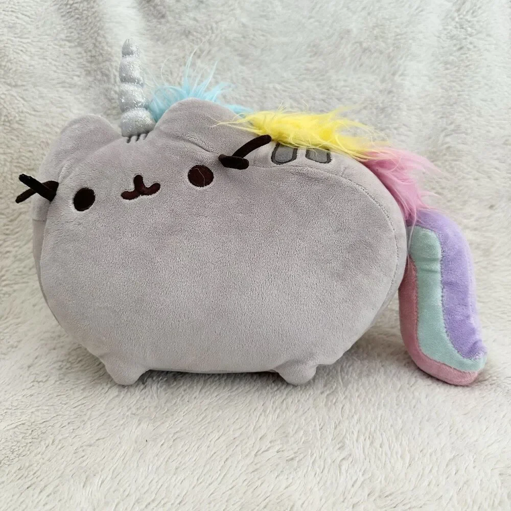 Gund Pusheen Cat Pusheenicorn Unicorn Plush Stuffed Animal 13” Grey Rainbow